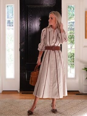 Sail to Sable NWT The Belted Shirt Dress White Chocolate XS Midi Length